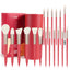 LULUCOLORS 18pc Tail Wood Makeup Brush Set (red)