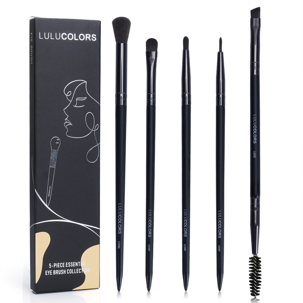 LULUCOLORS 5pc Tail Wood Eye Brush Set (black)