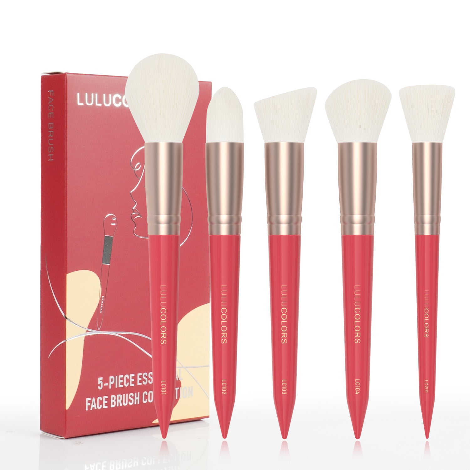 LULUCOLORS Tail Wood Face Brush Set (red)