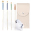 LULUCOLORS 4pc Colorful Eye Brush Set with Eyelash Curler and Travel Pouch
