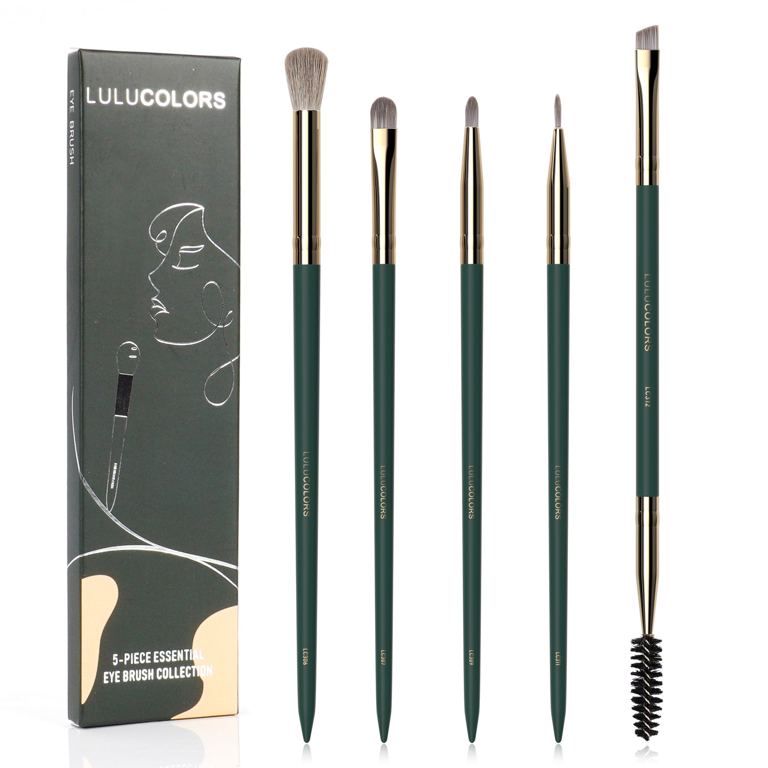 LULUCOLORS 5pc Tail Wood Eye Brush Set (green) Main image