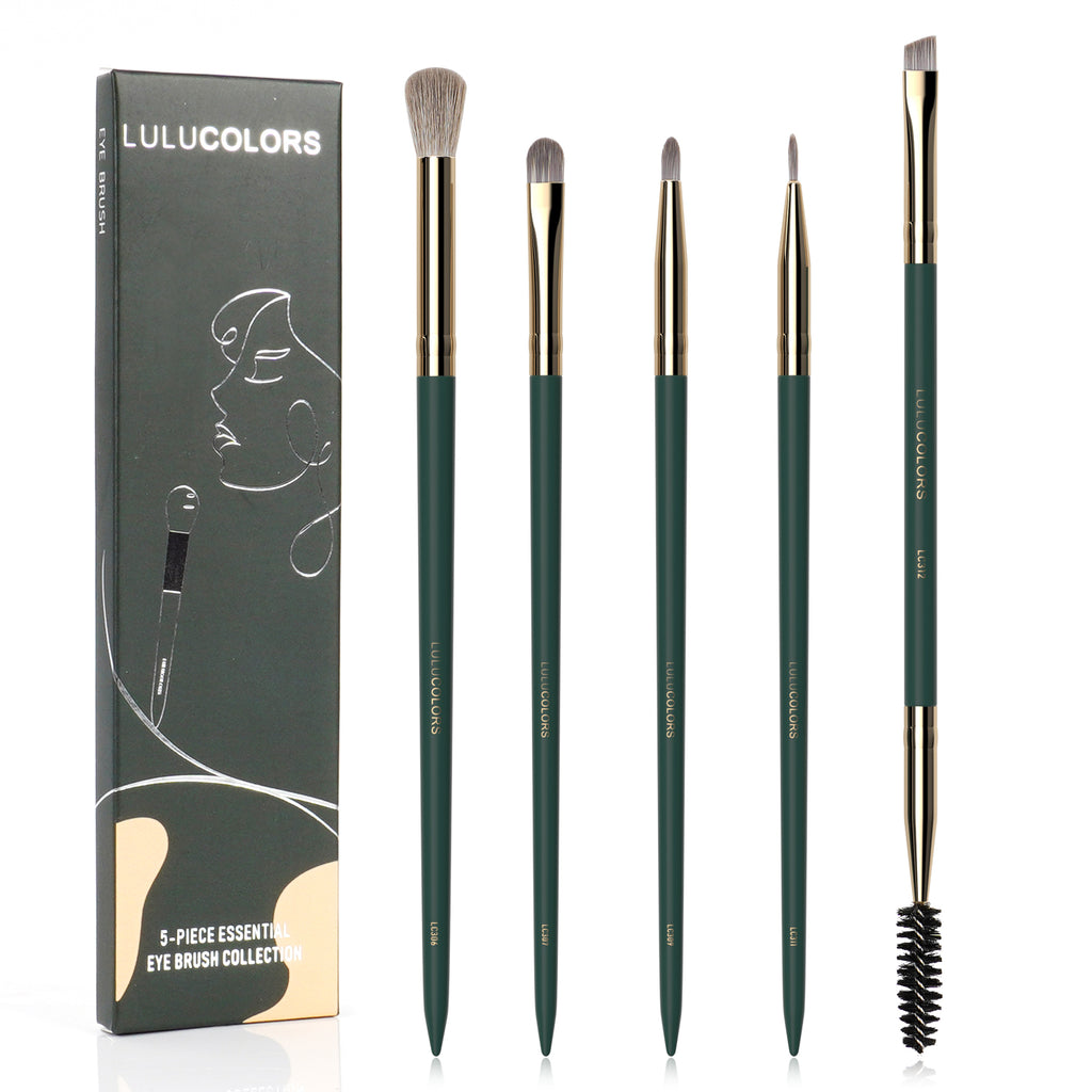 LULUCOLORS 5pc Tail Wood Eye Brush Set (green)