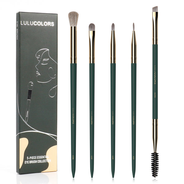LULUCOLORS 5pc Tail Wood Eye Brush Set (green)