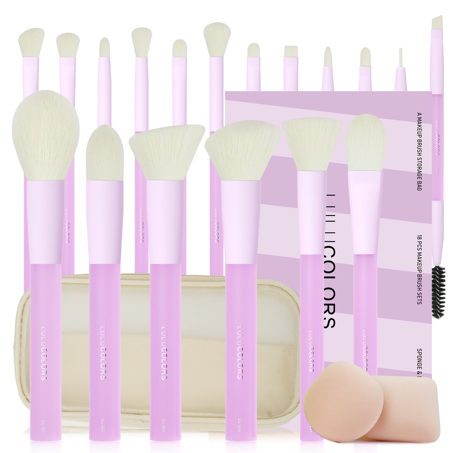 LULUCOLORS 18pc Multipop Makeup Brush Set (purple) Main image