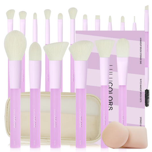 LULUCOLORS 18pc Multipop Makeup Brush Set (purple)