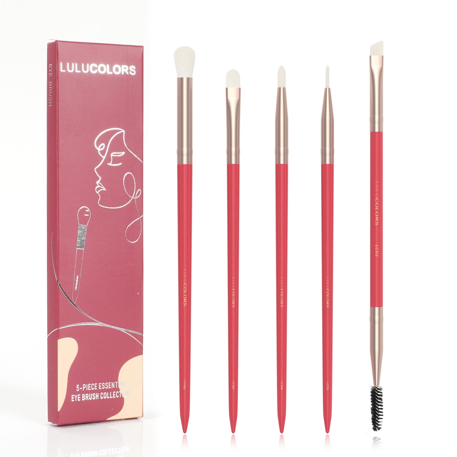 LULUCOLORS 5pc Tail Wood Eye Brush Set (red) Main image