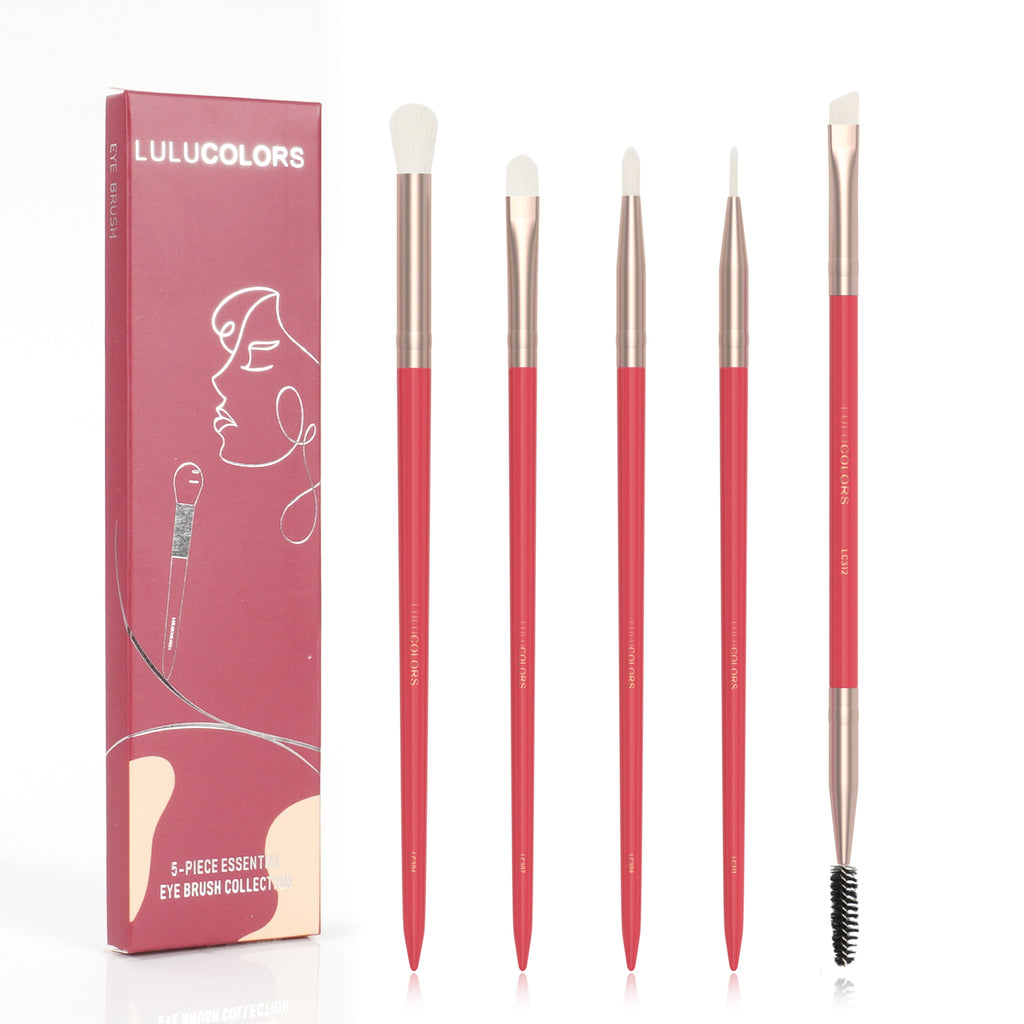 LULUCOLORS 5pc Tail Wood Eye Brush Set (red)
