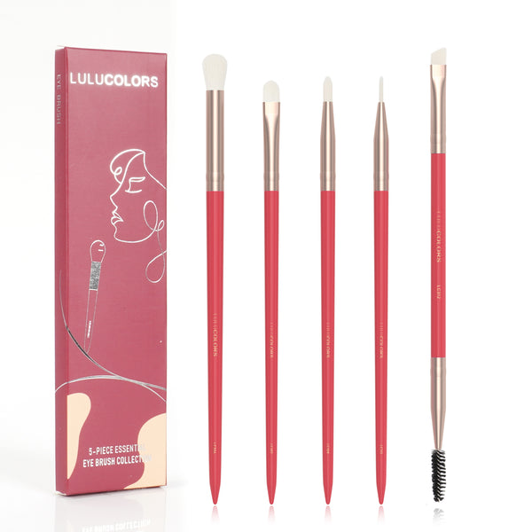 LULUCOLORS 5pc Tail Wood Eye Brush Set (red)