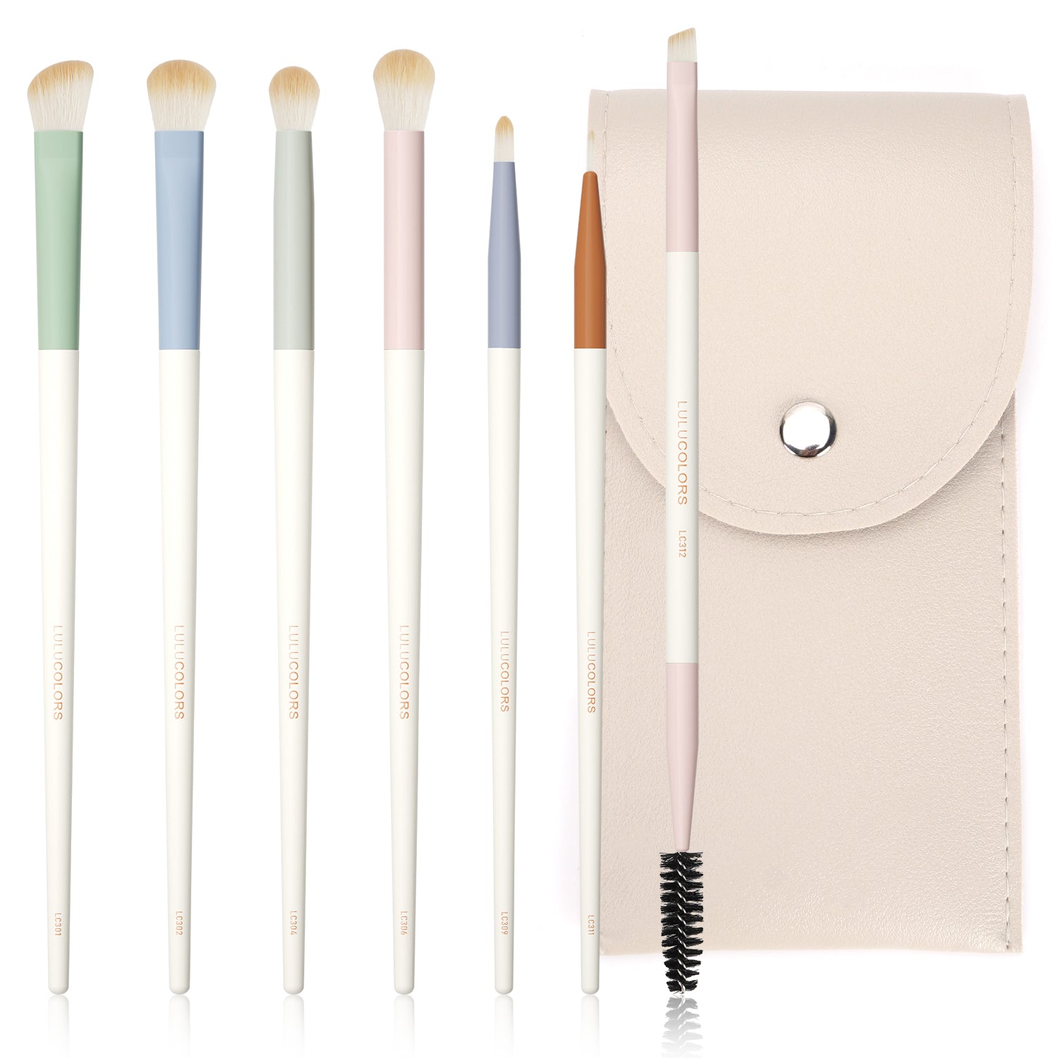 LULUCOLORS 7pc Colorful Eye Brush Set with Travel Pouch Main image