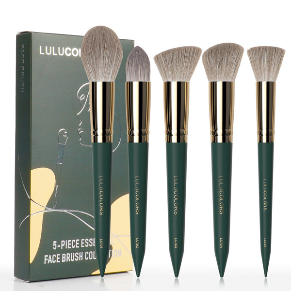 LULUCOLORS 5pc Tail Wood Face Brush Set (green)