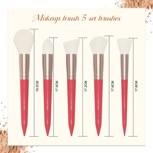 LULUCOLORS Tail Wood Face Brush Set (red)