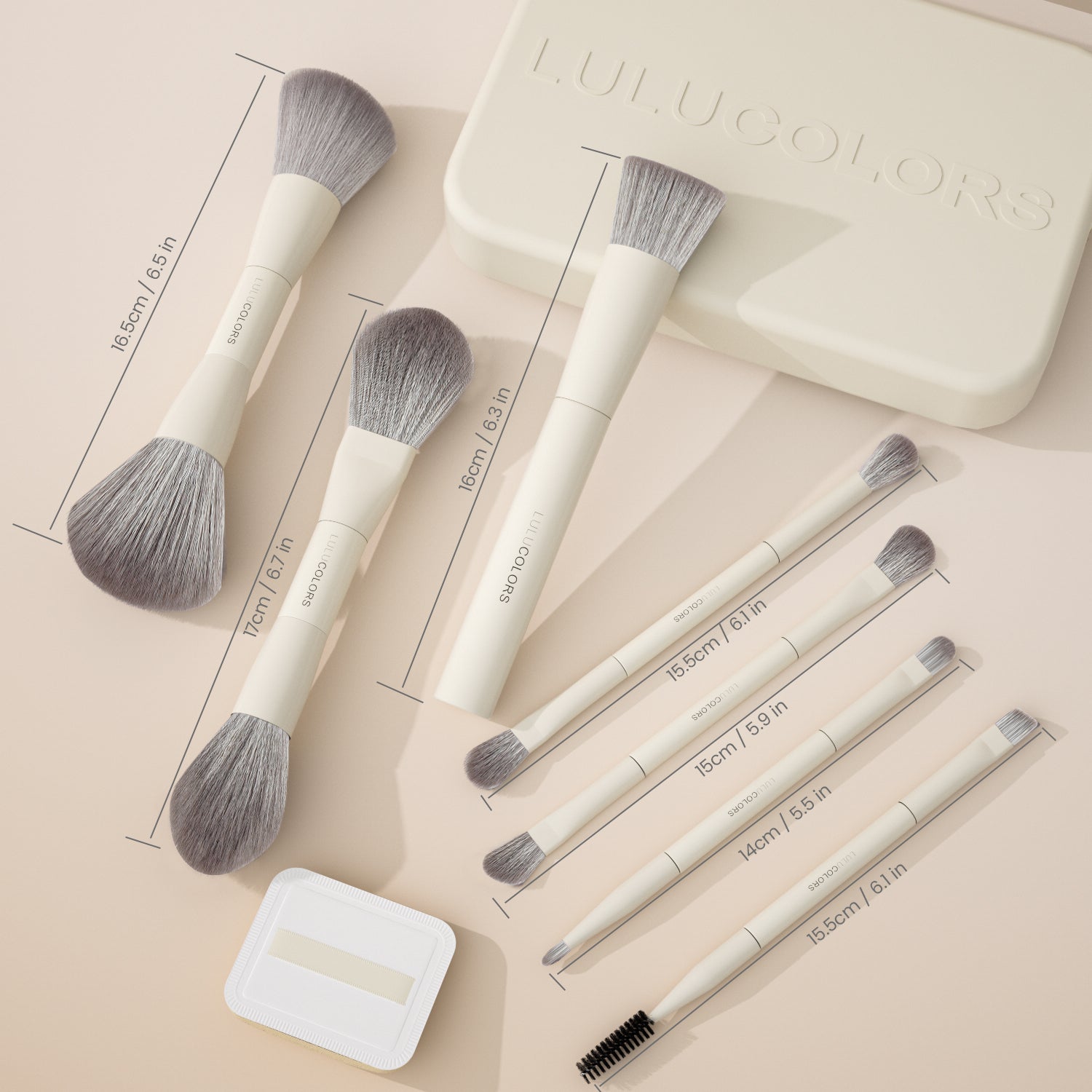 LULUCOLORS 13-in-1 Dual-Ended EZtravel Makeup Brush Set with Sponge & Travel Case