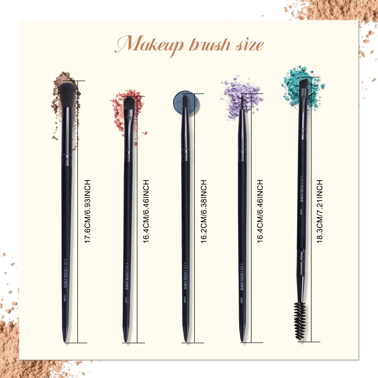 LULUCOLORS 5pc Tail Wood Eye Brush Set (black)