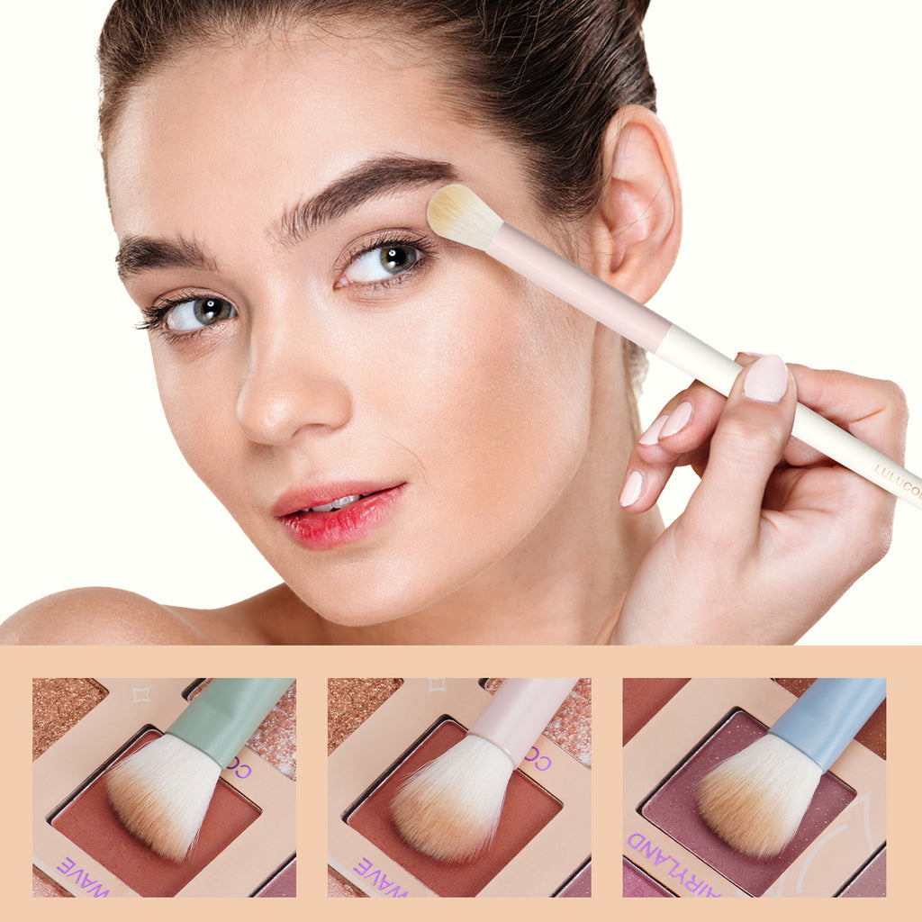 LULUCOLORS 9pc Colorful Makeup Brush Set with a Puff