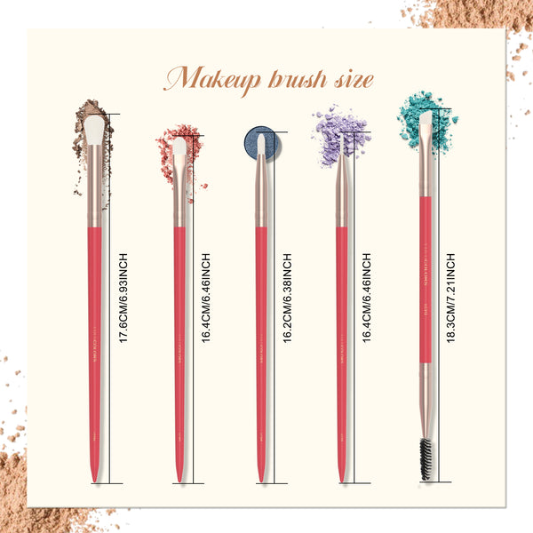 LULUCOLORS 5pc Tail Wood Eye Brush Set (red)
