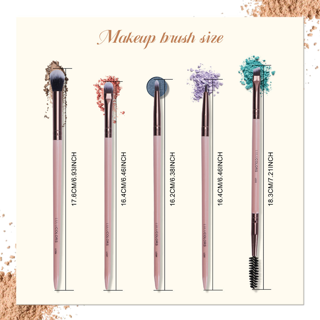 LULUCOLORS 5pc Tail Wood Eye Brush Set (pink)