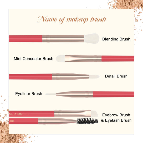 LULUCOLORS 5pc Tail Wood Eye Brush Set (red)