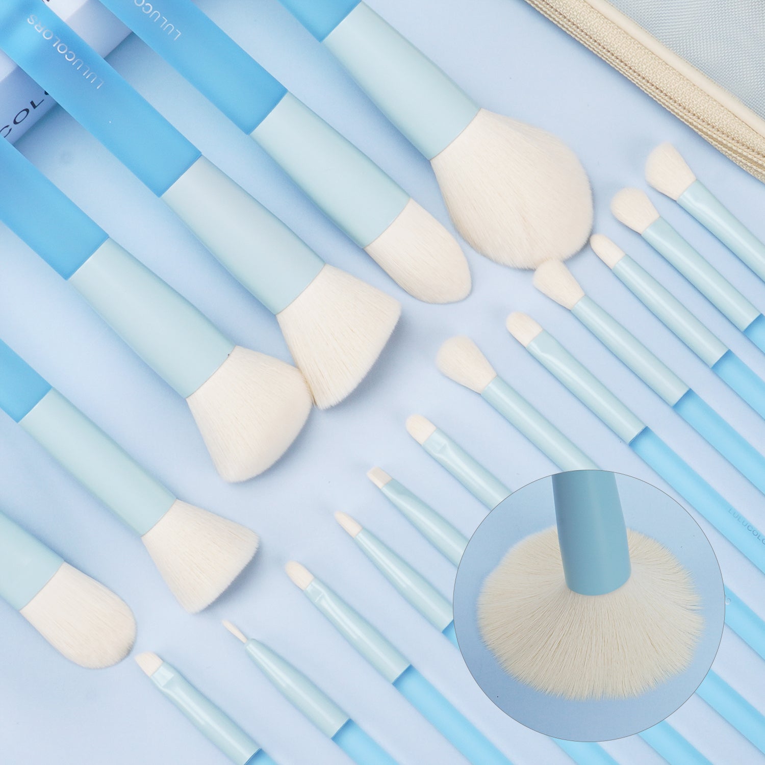LULUCOLORS 18pc Multipop Makeup Brush Set (blue)