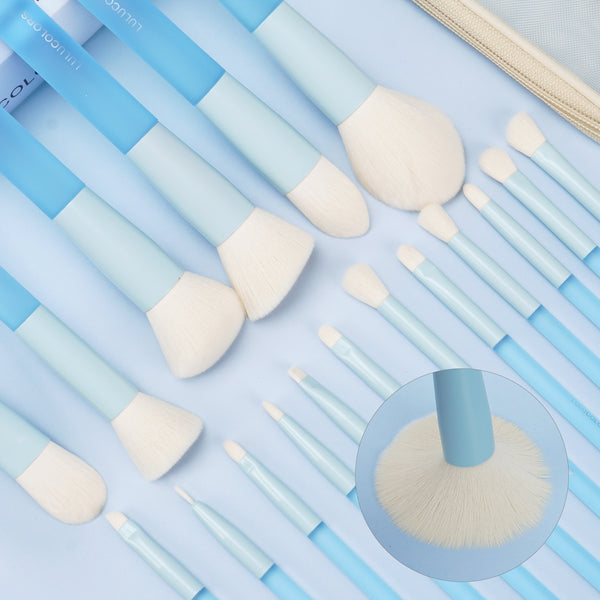 LULUCOLORS 18pc Multipop Makeup Brush Set (blue)
