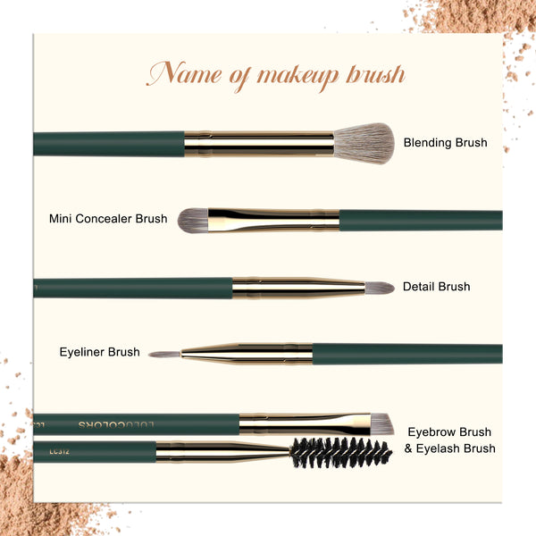 LULUCOLORS 5pc Tail Wood Eye Brush Set (green)