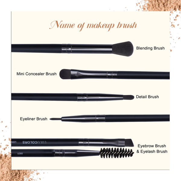 LULUCOLORS 5pc Tail Wood Eye Brush Set (black)