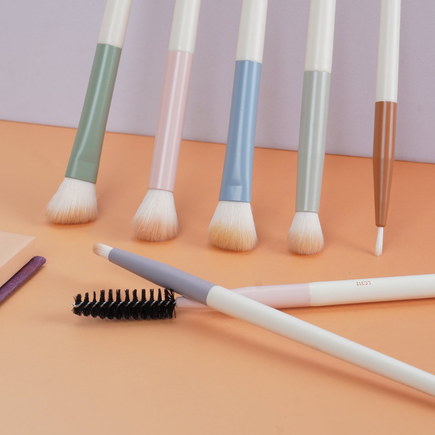 LULUCOLORS 7pc Colorful Eye Brush Set with Travel Pouch