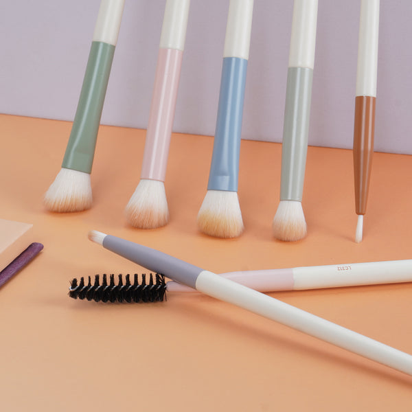 LULUCOLORS 7pc Colorful Eye Brush Set with Travel Pouch
