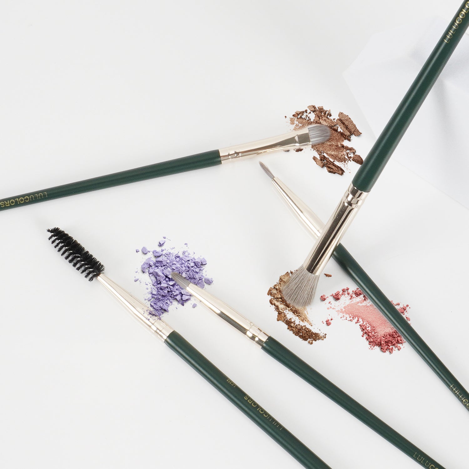 LULUCOLORS 5pc Tail Wood Eye Brush Set (green)