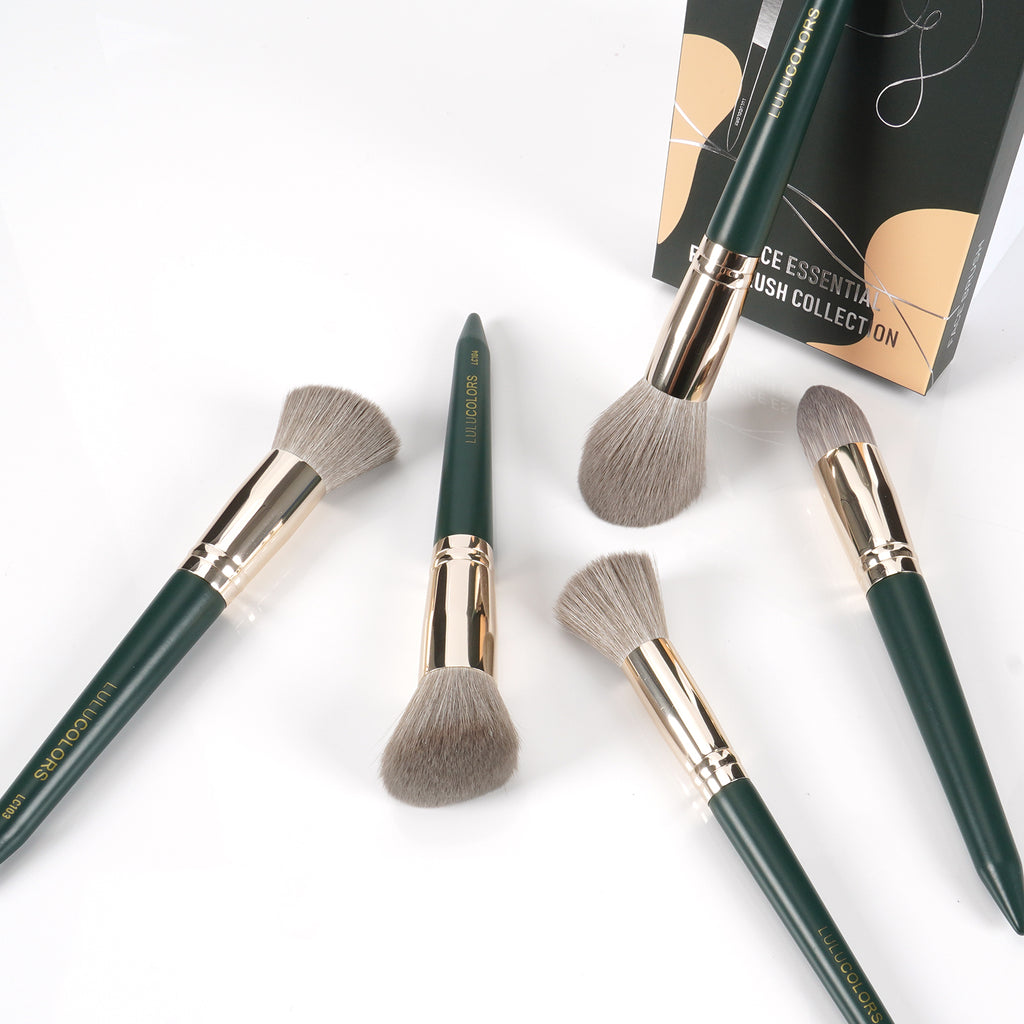 LULUCOLORS 5pc Tail Wood Face Brush Set (green)
