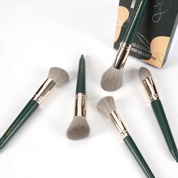 LULUCOLORS 5pc Tail Wood Face Brush Set (green)
