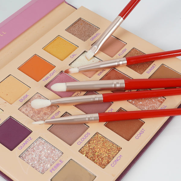 LULUCOLORS 5pc Tail Wood Eye Brush Set (red)