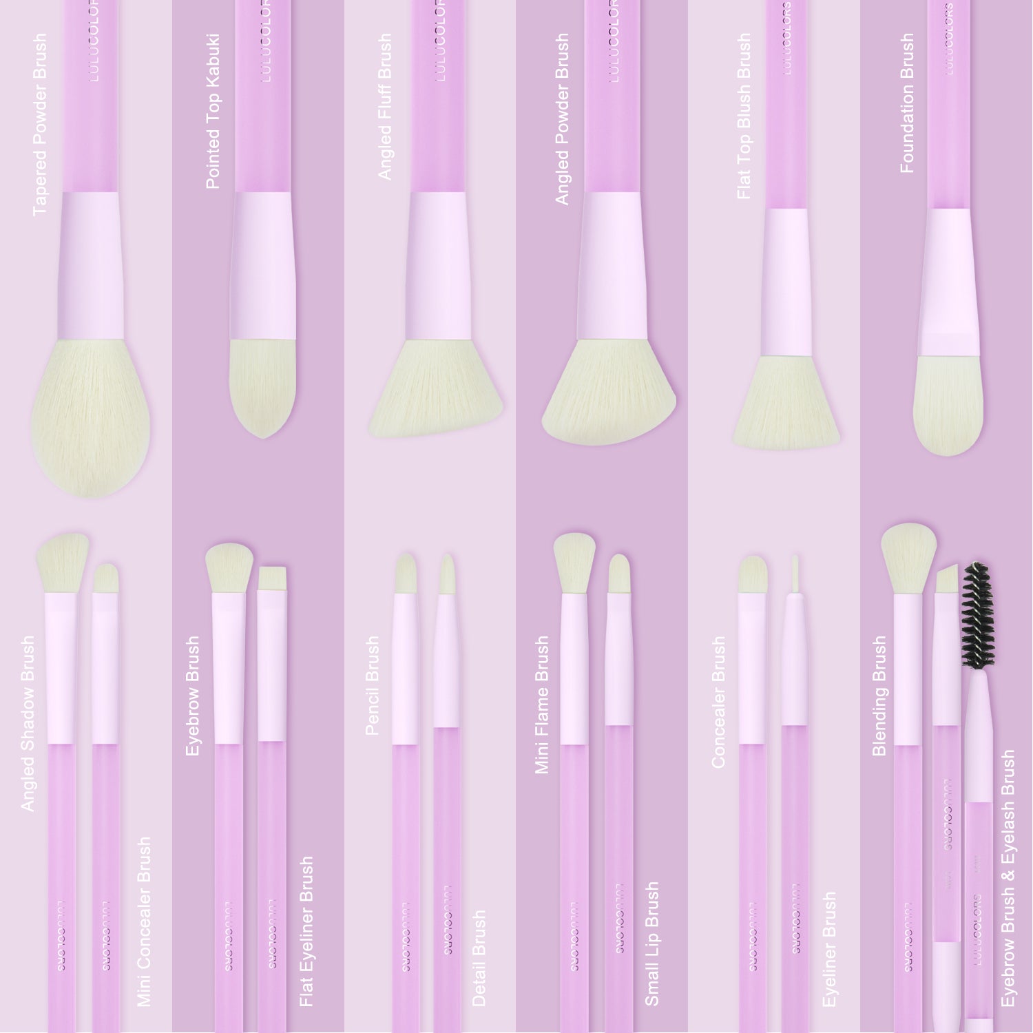 LULUCOLORS 18pc Multipop Makeup Brush Set (purple) Secondary image