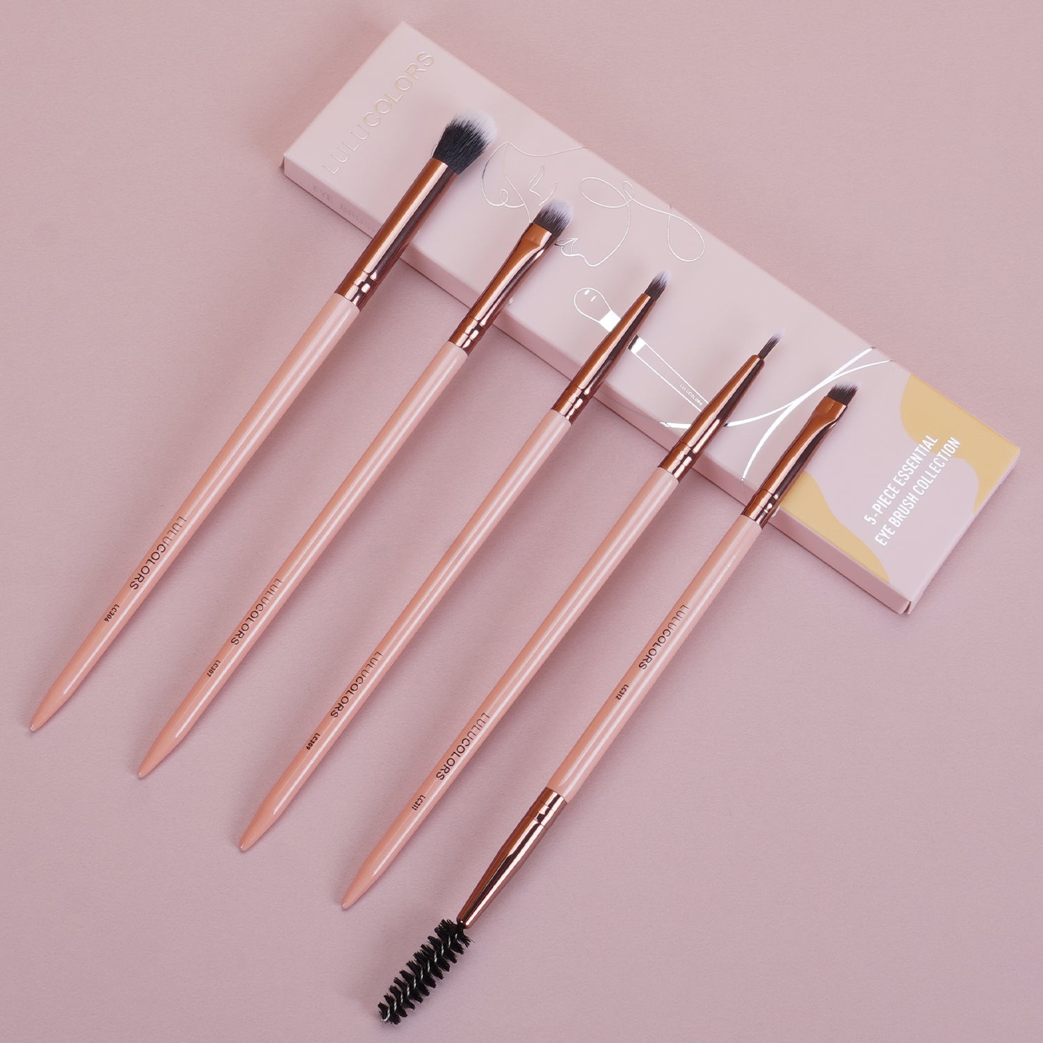 LULUCOLORS 5pc Tail Wood Eye Brush Set (pink)