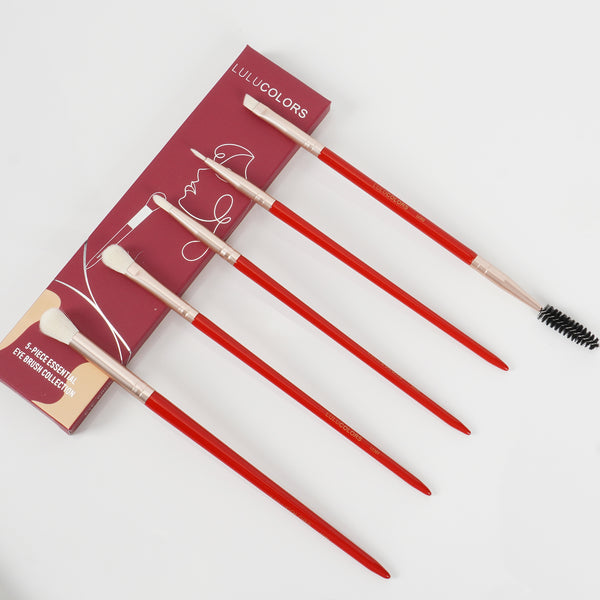 LULUCOLORS 5pc Tail Wood Eye Brush Set (red)