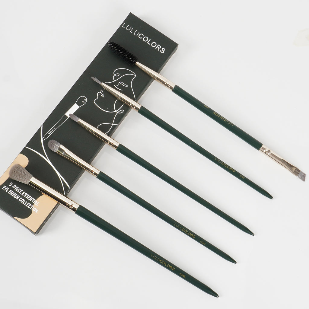 LULUCOLORS 5pc Tail Wood Eye Brush Set (green)