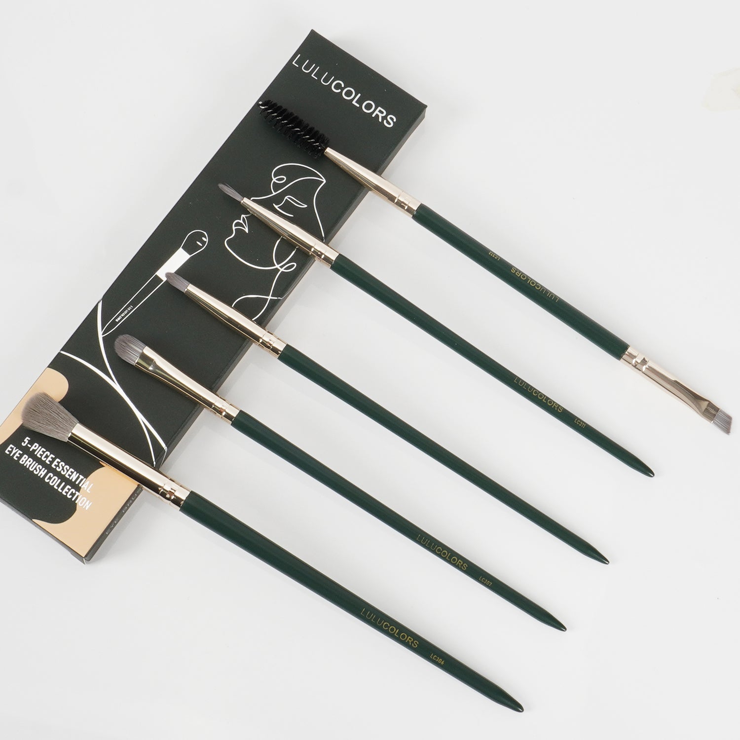 LULUCOLORS 5pc Tail Wood Eye Brush Set (green)