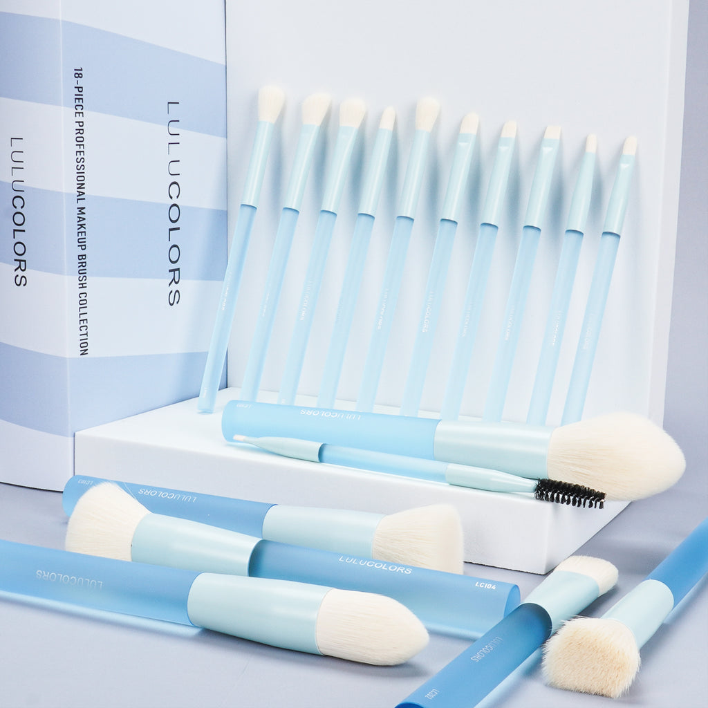 LULUCOLORS 18pc Multipop Makeup Brush Set (blue)